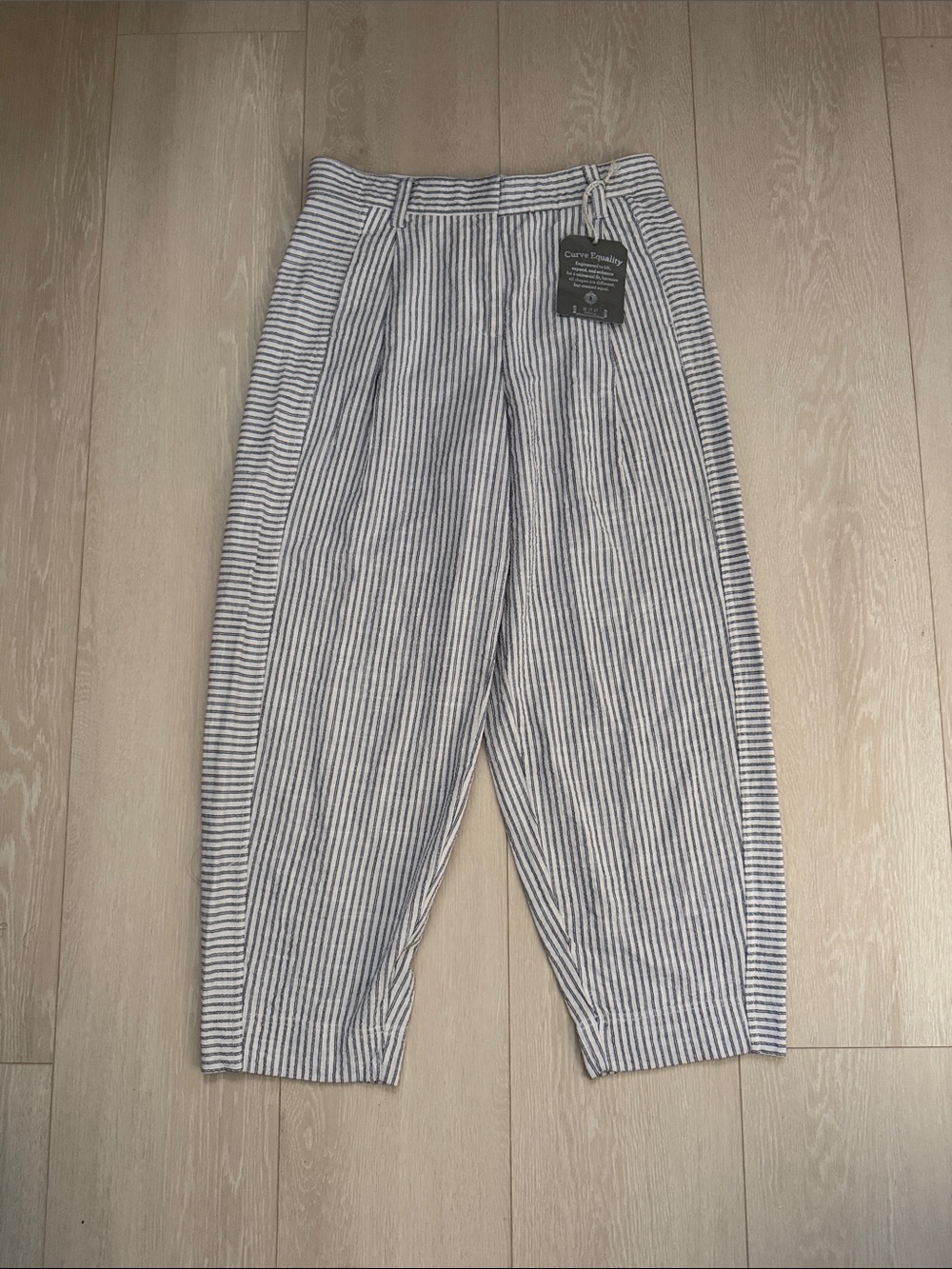 Democracy Striped Wide-Leg Chinos in White and Gray